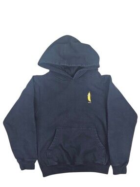 Boy's Banana Embroidered Navy Blue Hoodie  Sweatshirt Casual Sweats, *XS